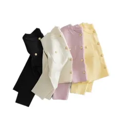 新品 [ナチュラルビューティーベーシック] エンブレムボタンニットジャケット【ホワイト/Free Size】