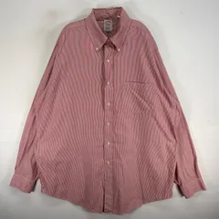 古着 ブルックスブラザーズ Brooks Brothers 長袖シャツ 胸ポケ ボタンダウン L  レッド系 ストライプ メンズ