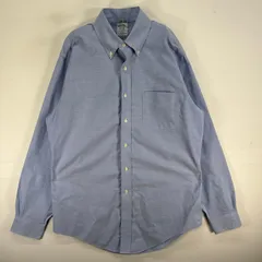 古着 ブルックスブラザーズ Brooks Brothers 長袖シャツ ボタンダウン 胸ポケ M  ブルー系 無地 メンズ