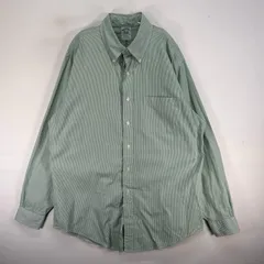 古着 ブルックスブラザーズ Brooks Brothers 長袖シャツ ボタンダウン 胸ポケ L  グリーン系 ストライプ メンズ