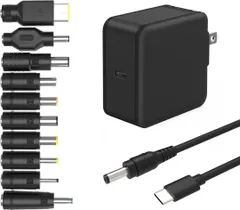 ノートパソコンUSB-C充電器 65W 10種変換DCジャック 264L148