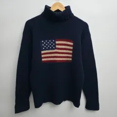 M ポロ ラルフローレン 星条旗 ニット ネイビー