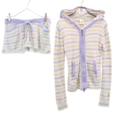 gelato pique ジェラートピケ ボーダー柄 ルームウェア 上下 セットアップ F パープル系 ふわもこ レディース 古着