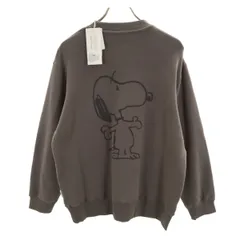 未使用 PEANUTS meets GELATO PIQUE ピーナッツ ミーツ ジェラートピケ バックプリント スヌーピー 長袖 スウェット トレーナー M グレー SNOOPY メンズ 古着
