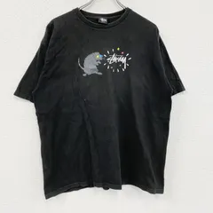 古着 used　STUSSY　ステューシー　半袖プリントTシャツ　黒　ブラック　Lサイズ