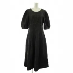 ダイアグラム Diagram タックフレアワンピース ミモレ ロング 五分袖 パフスリーブ デニム フレア 38 黒 ブラック 0322331007 /KU