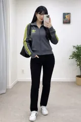 adidas アディダス ヨーロッパ グレー 蛍光/スリムフィット/トラックジャージ 3本線/Y2K ヴィンテージ