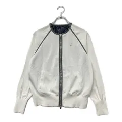 中古 レディース ランバンスポール LANVIN SPORT フルジップアウター 40(L) 白×紺 ホワイト×ネイビー ニット ノーカラー