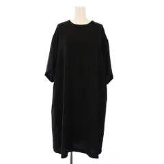 ミズイロインド mizuiro ind ワンピース ひざ丈 半袖 クルーネック 無地 F 黒 ブラック /BB