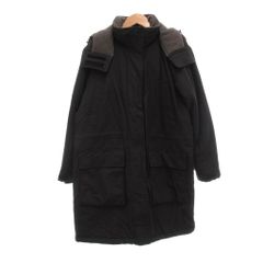 ランズエンド LANDS' END 中綿コート フード付き S ミドル ハーフ丈 ナイロン 黒 ブラック /SX ■ECF001