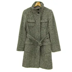 ミッシェルクラン ロングコート スタンドカラー アウター ツイード カシミヤ混 レディース 40サイズ 黒×ベージュ MICHEL KLEIN 【中古】のサムネイル