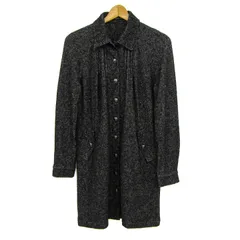 インディヴィ ニットコート アウター シルク混 日本製 レディース 40サイズ 黒×白 INDIVI 【中古】