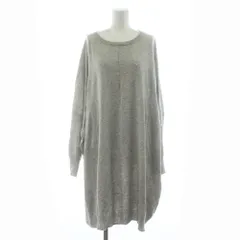 ミズイロインド mizuiro ind ニットワンピース ひざ丈 長袖 ウール グレー /KU
