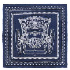 エルメス HERMES スカーフ カレ55 CARRE シルク ネイビー 【Grand Carrosse pour vn Ambassadeur/大使の偉大な運送】  【箱】【中古】