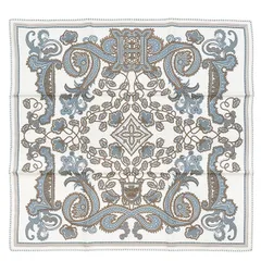 エルメス HERMES スカーフ カレ55 CARRE シルク ホワイト×グリブルーテ×エトゥープ 新品 未使用【H Enlumine/H・アンリュミネ】  【箱】【中古】
