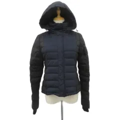 ユニクロ UNIQLO × セオリー ダウンジャケット 上着 ミドル丈 2WAY フード付き S 紺 ネイビー 切替 /SM54 ■ECD001