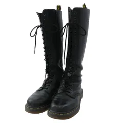 Dr.Martens ドクターマーチン 20ホール レザー レースアップ ロング ブーツ ブラック系 us6【中古】