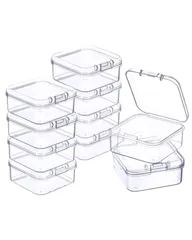 ビーズ収納 ミニケース 蓋付き パーツ収納 透明 正方形 5.5×5.5×2cm プラスチック 小物収納ケース 10個セット 小物入れ アクセサリーケース 15*27*1.9cm 小分けケース サムコス