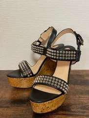 美品/Christian Louboutin/スタッズ ウェッジソール サンダル