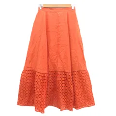 プレフェリール PREFER フレアスカート マキシ丈 ロング丈 オレンジ レース 刺繍 /SM28 ■ECD001