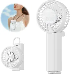 HandFan ハンディファン 冷却プレート 搭載【新登場・1秒瞬間冷却・静音15dB】手持ち扇風機 4500mh 大容量 3AY(手持ち/首掛け/卓上) 最大20時間動作 5段階風量 Type-C対応 小型 ストラップ付き 熱中症対策  a-647