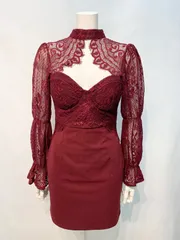 2360 DAZZY デイジー　キャバクラ　ドレス　レース　フロントカット　タイト　ミニ　伸縮性　キャバドレス　M