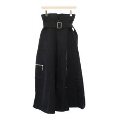 ユナイテッドトウキョウ UNITED TOKYO ノベルジップナイロンフレアスカート マキシ ロング ワンカラー ベルト 2 黒 ブラック 143158006 /BB