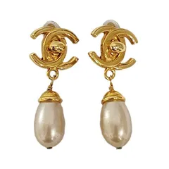 CHANEL シャネル 97P イヤリング ターンロック ディアドロップ ゴールド メッキ/フェイクパール アクセサリー レディース 【中古】 12602K273