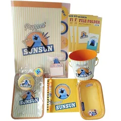 【送料込み】数量限定 中身が見える福袋 パペットスンスン トータルステーショナリー イエロー１０種１２点セット