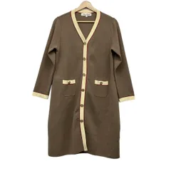 スーパービューティー ワンピース サイズ42 L レディース美品  - ブラウン×レッド×ベージュ Vネック/長袖/ロング/フラワー(花)