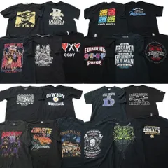 古着卸 まとめ売り 黒ボディ 半袖Tシャツ 20枚セット (メンズ XL ) スカル レーシング アニマル 動物 英文字プリント 中古 古着 NE0077