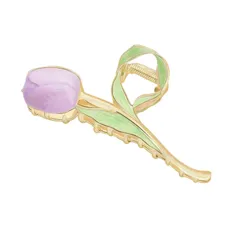 髪留め 韓国風 人気 おしゃれ 髪飾り 贈り物 ヘアアクセサリー レディース用 シンプル クリップ オフィス 大きめ ヘアクリップ オフィス バンスクリップ (紫のチューリップ)