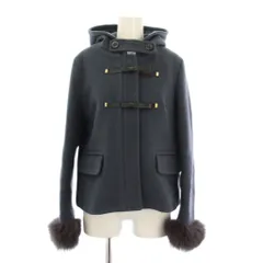 ジルスチュアート JILL STUART ショートコート フード フォックスファー ウール混 M 紺 ネイビー /BB ■ECC001のサムネイル
