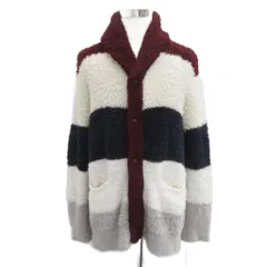 ジェラートピケオム GELATO PIQUE HOMME ルームウェア カーディガン ミドル丈 ショールカラー ボーダー柄 L ボルドー /SM24 ■ECD001のサムネイル