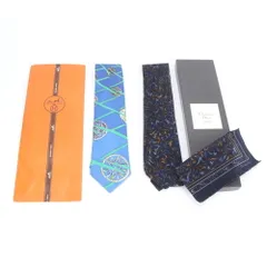 極美品 まとめ ３点 セット エルメス クリスチャンディオール ハンカチ ネクタイ シルク ビジネス 紳士 メンズ RRE DP49-2【中古】