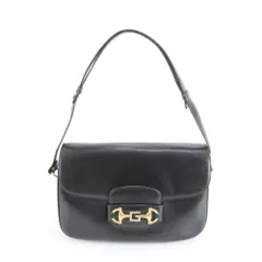 ヴィンテージ オールド グッチ ホースビット 1955 レザー 2WAY ショルダーバッグ 肩掛け トート ブラック レディース RUE DP38-9【中古】