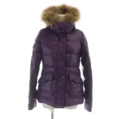 バーバリーブルーレーベル BURBERRY BLUE LABEL ダウンジャケット 長袖 総裏地 ジップアップ ロゴ ファー付きフード 38 S 紫 /MQ