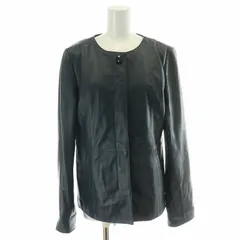 バルマン BALMAIN レザージャケット ノーカラー 革ジャン 羊革 11 L 紺 ネイビー /MW ■GY18のサムネイル