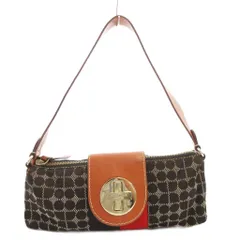 ケイトスペード KATE SPADE ハンドバッグ ワンショルダー 肩掛け ストライプ 総柄 キャンバス レザー 茶 ブラウン /GV ■GY18