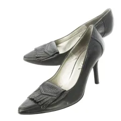 メダ MEDA パンプス ハイヒール ポインテッドトゥ レザー 革 タッセル 23cm 黒 ブラック /CK33