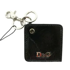 ドルチェ&ガッバーナ ドルガバ DOLCE&GABBANA キーホルダー 羊革 レザー 鏡フック付き ロゴ シルバー金具 黒 ブラック /XZ ■GY18のサムネイル