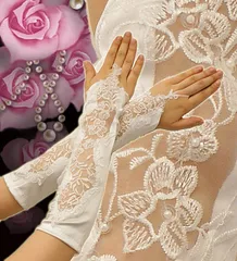 レースグローブ 白 レース 上品 華やか 春 夏 室内 ロンググローブ 手袋 指差し ロング グローブ 手袋 ホワイト パーティードレス ステージ  衣裳 舞台 イベント  パーティー  ダンス 役者 ミカドレス 1832-white