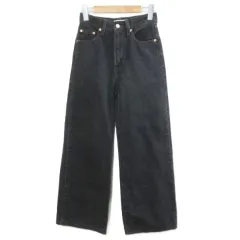 リーバイスプレミアム Levis PReMIUM RIBCAGE WIDE LEG ワイド デニムパンツ ジーンズ ダメージ加工 小さいサイズ W24 L30 黒 ブラック /X