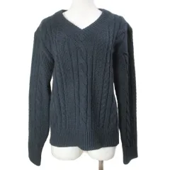 ユニクロ UNIQLO JWアンダーソン 24AW ケーブルVネックセーター ニット 251-471745 長袖 プルオーバー 厚手 M 紺 ネイビー /X