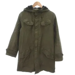 ノーブランド 美品 ミリタリーコート 緑 グリーン ミドル丈 フード付き 長袖 フラップポケット 787104 /HW ■GY58