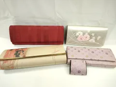 平和屋着物▼和装小物　和装バッグまとめて４点　ハンドバッグ　草花文　唐草　銀糸　未使用あり　逸品　CABD8506ju