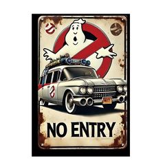 신품 주석 간판 고스트 버스터 레트로 벽 장식 인테리어 빈티지 디스플레이 아메리칸 잡화 ECTO-1 No Entry 사인