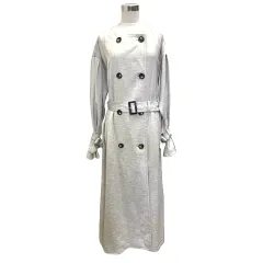 ジルスチュアート JILL STUART スプリングコート ロングコート ノーカラー 長袖 無地 薄手 M グレー