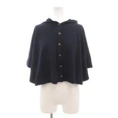 ポロ ラルフローレン POLO RALPH LAUREN 美品 ポンチョ ウール 6/6X ネイビー フード付き ボタン留め /RG ■GY06