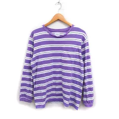 エフィレボル .efiLevol ボーダー Tシャツ カットソー 長袖 ロンT コットン 綿 M パープル 紫 /FT34